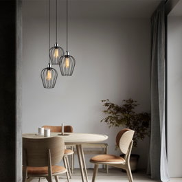 Opviq Lámpara de Araña Industrial de Metal Negro con Altura Ajustable